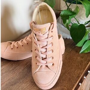 Converse CTAS OX Suede Blush Peach Rose Gold Low Top Sneakers Womens 9 Soft Girl